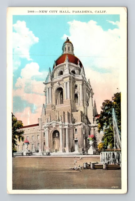 Pasadena CA-California, New City Hall, Antique Vintage Souvenir Postcard