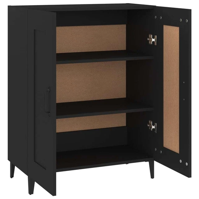 AX Credenza Nera 69.5x34x90cm Scomparti Sala Salotto Soggiorno Elegante + 812142