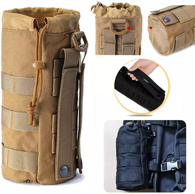 Water Bottle Bag Outdoor Tactical Molle Military Hiking Belt Holder Kettle Pouch