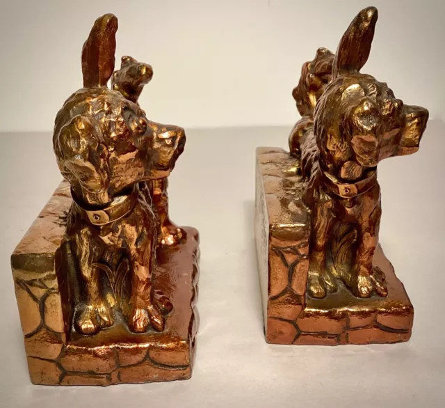 Ronson All Metal Art Wares Brass Bookends 1940's Tipperary Pup Puppy Dog 3