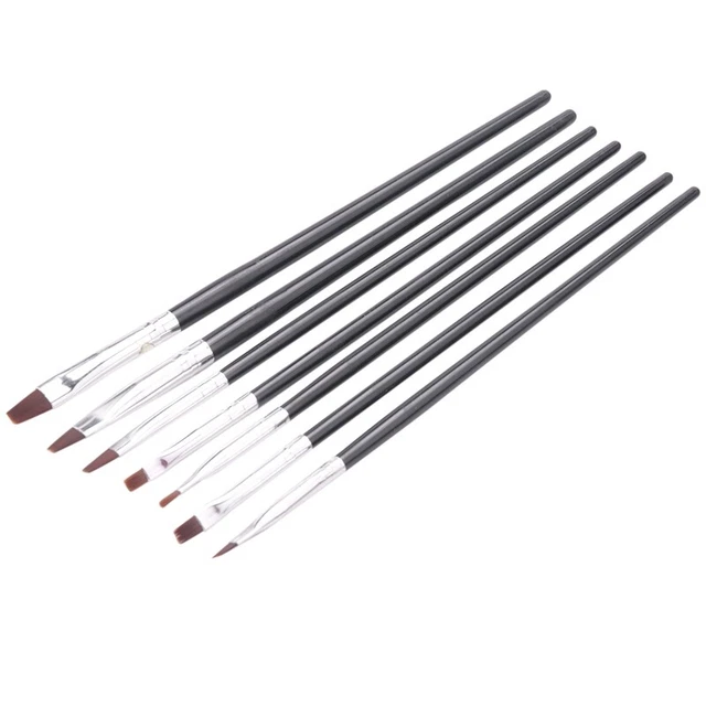7x Acryl UV Gel Nagel Pinsel Set Gelpinsel Buerste Nail Art  Pen Schwarz Q5N1