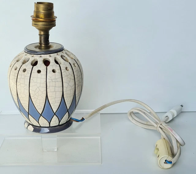 Petite lampe en céramique craquelée de Montières signée Samara 20ème