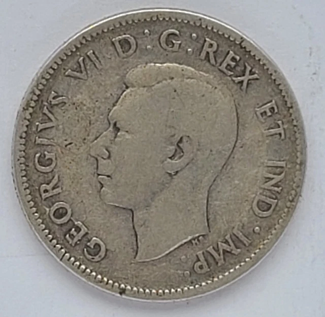 Canada 1942 25 Cents Quarter King George Vi Canadian .800 Silver Coin