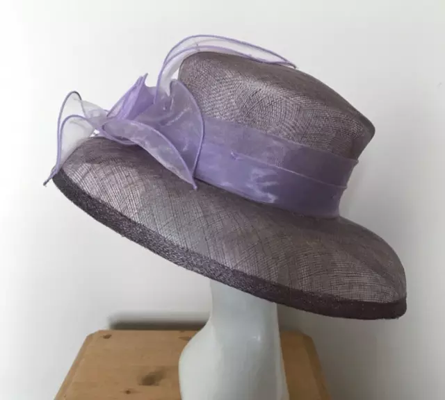 Lilac Hat with Pale Lilac Organza Trim - Wedding Christening Races Party 2
