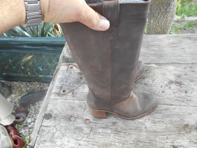 Bottes Daim Marron & Noires Lundi Bleu - Taille 36 1/2 - Occasion En Bon état