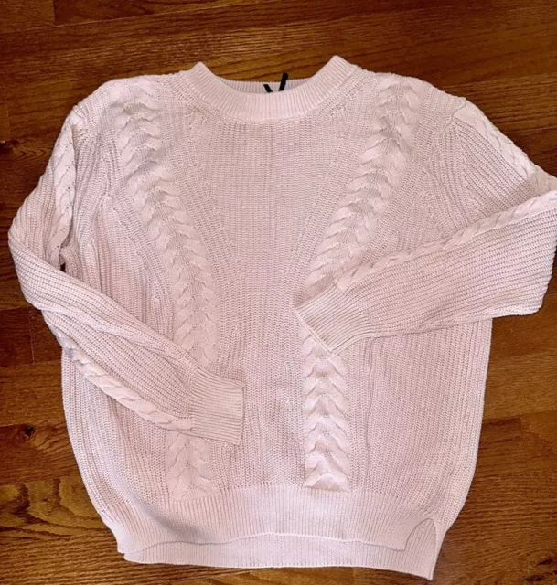 DKNY Cable Knit pink Pullover Womens Sweater-M