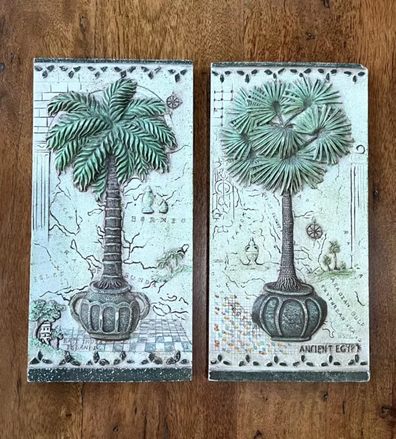 Pair Of Potted Tropical Palm Trees 3D Resin Wall Hanging Home Decor