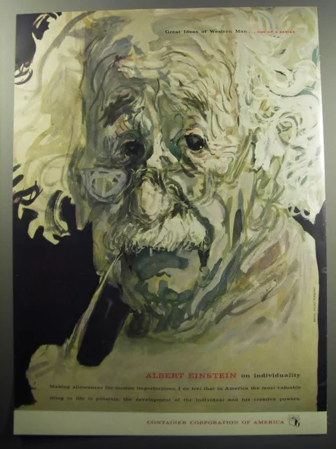 1957 Container Corporation of America Ad - Feliks Topolski art - Albert Einstein