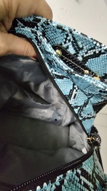 Samantha Brown Python Embossed Carry On Travel Bag Turquoise / BLACK EUC 9