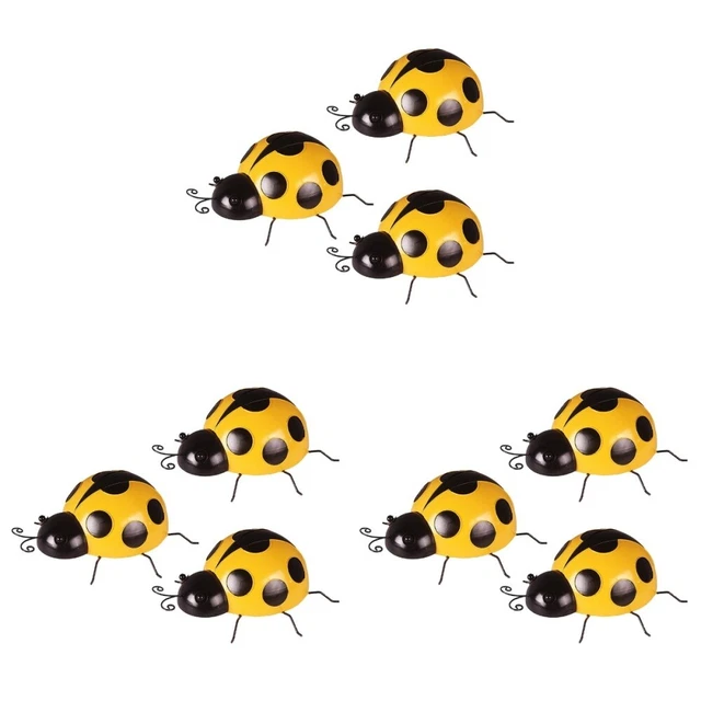 9 stücke Simulation Eisen Marienkäfer Backyard Garten Dekorationen Kinder