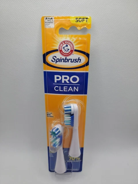 Spinbrush Pro Series Recarga Limpia Diaria Cerdas Suaves 2 Cabezales de Repuesto Sellados