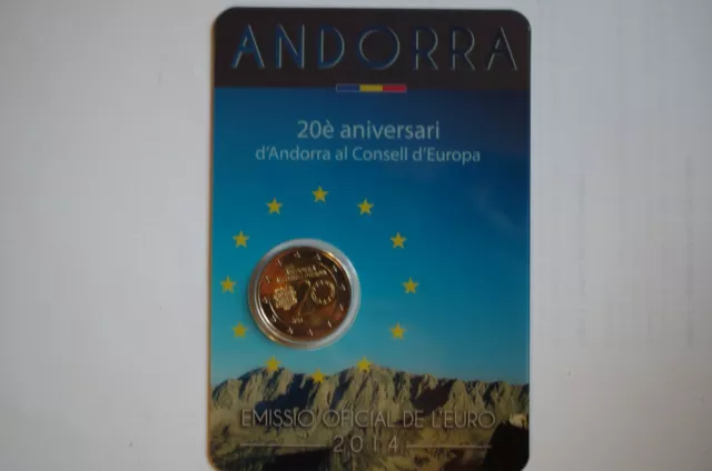 Blister Numéroté 2€ ANDORRE 2014 BU NEUF (Conseil de l'Europe)