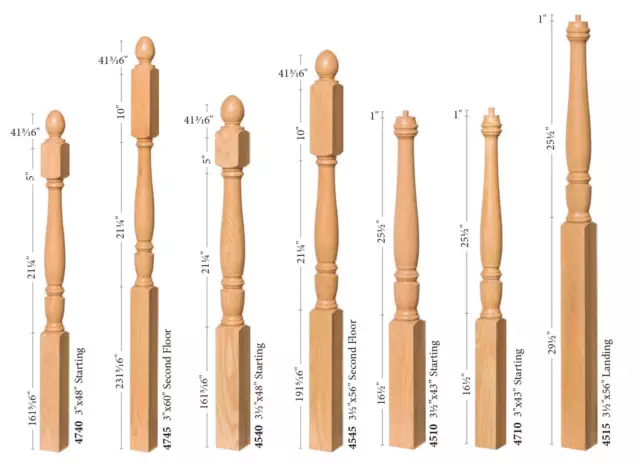 Red Oak/Poplar Georgia style newel post Wooden Supply Stair and Railing Systems