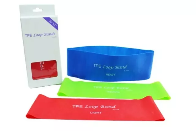 Long Resistance TPE Loop Band Set of 3 Home Training Stretch Work Out Exercise