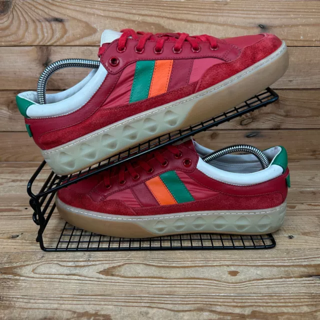 GUCCI SHOES WOMENS Size UK 7 Red Suede Nylon Green Orange Casual Trainers 189.97 PicClick UK