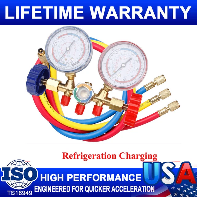 3WAY A/C AC Car Air Conditioning Diagnostic Recharge Measuring Kits