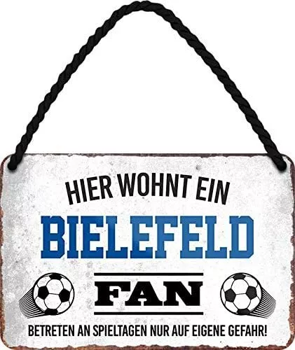 Blechschild Fußball Hier wohnt ein Bielefeld Fan 18x12cm