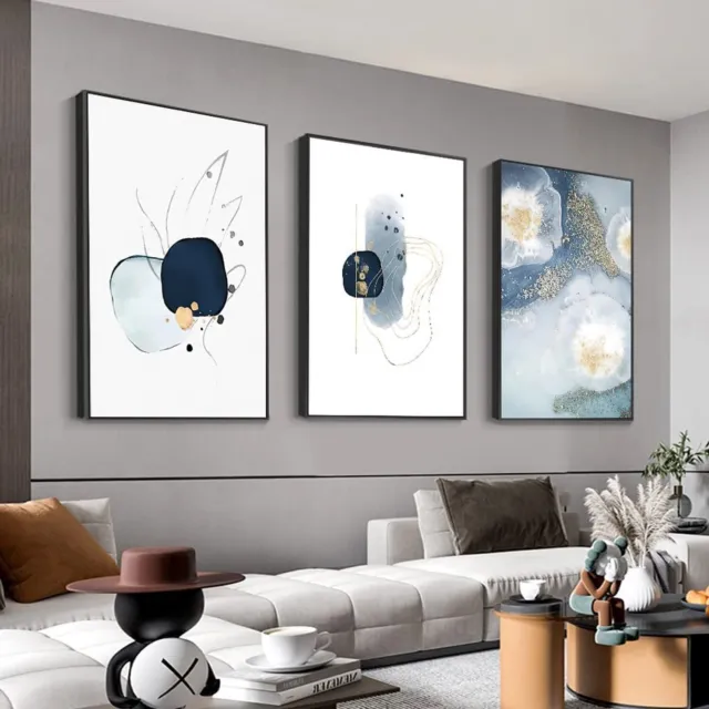 MPLONG Wall Art 3 Pieces Of Framed Decorative Paintings Abstract Simple  Orange White Blue And Other Color Blocks Wall Art Canvas Prints Wall Decor