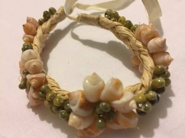 New handmade Boho natural sea shell & raffia Surfer beach wristband bracelet