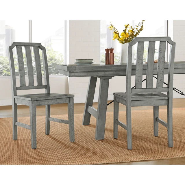 Beach House Solid Wood Dove Grey Ladderback Dining Chair Dove Grey Farmhouse