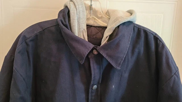 Dickies Jacket Men 2XL Blue Sweatshirt Hoodie Quilted Lined Shacket Distressed 3