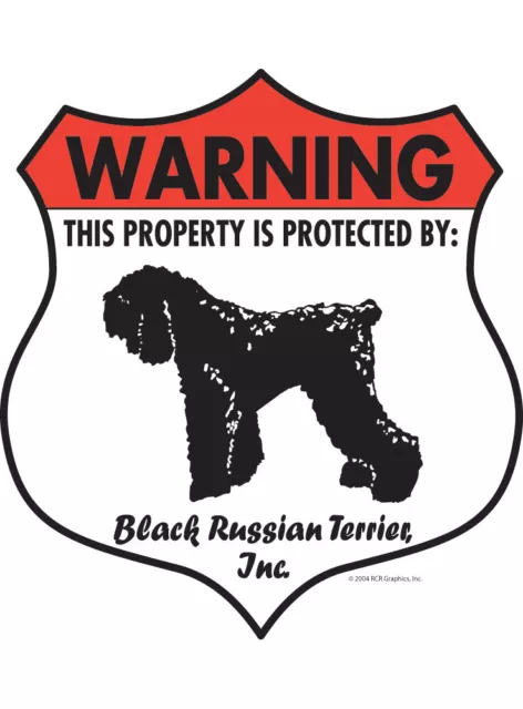 Warning! Black Russian Terrier - Property Protected Aluminum Dog Sign - 7" x 8"