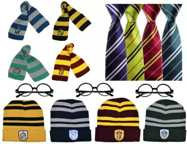 Wizard Scarf Hat Tie Glasses for Harry Potter Cosplay Fancy Dress Winter Gift UK