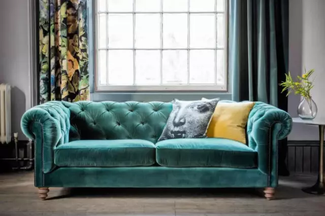 In Stock Brand New Handmade 3 Seater Sofa Chesterfield Sofa Teal Velvet RRP£1666