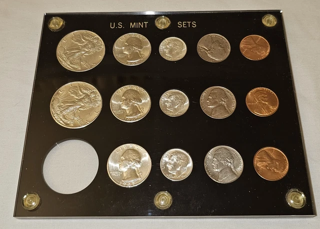 1947 US 14 Coin Mint Set in Plastic Capital Holder BU Uncirculated FREE SHIPPING