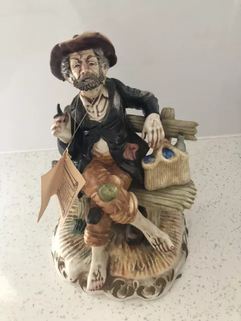 Large Genuine￼ Capodimonte “Tramp sitting on a Bench”