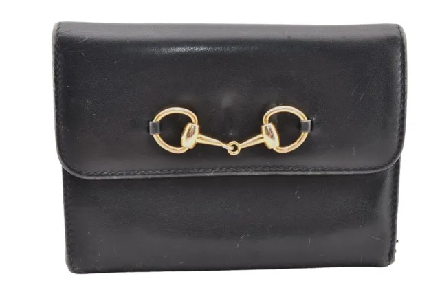 Authentic GUCCI Horsebit Vintage Trifold Wallet Purse Leather