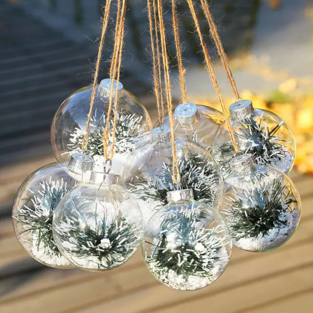 5PCS 50mm/80mm Clear Plastic Fillable Ornaments Ball For DIY Christmas  Wedding
