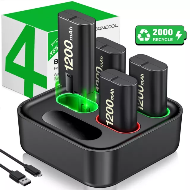 4x1200mAh USB Rechargeable Battery Pack Charger Station Kit for Xbox Series X|S