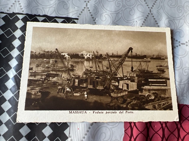Cartolina Massaua Eritrea Africa orientale Italiana Aoi Porto Veduta Parziale