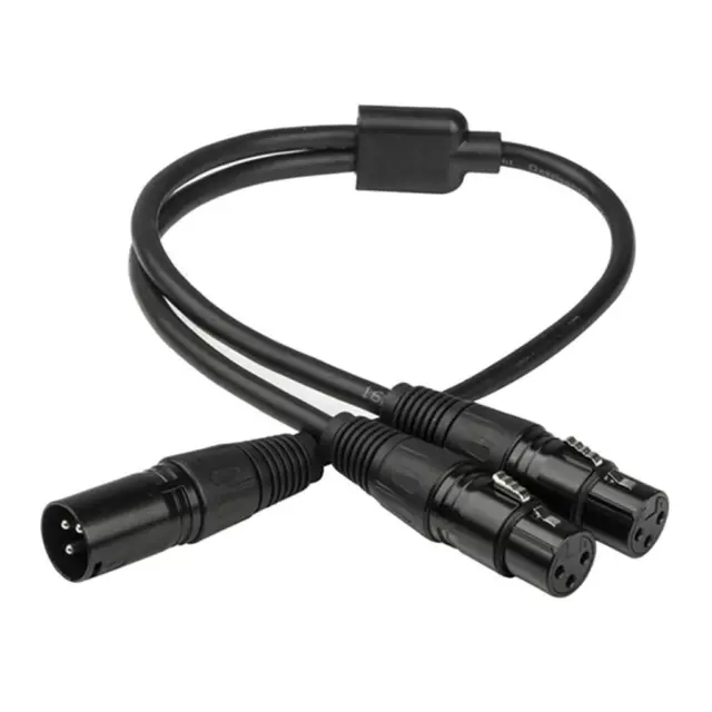 3Pin XLR Male Plug To Dual 2 Female Jack Y Splitter Adapter Cord Audio Cable
