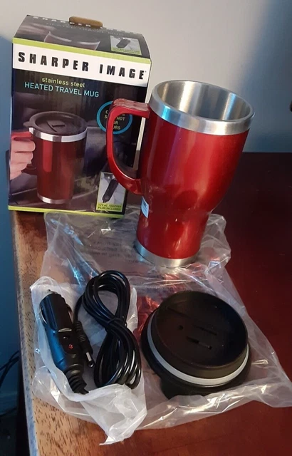 Sharper Image Stainless Steel Heated Travel Mug - 14 Oz. Red