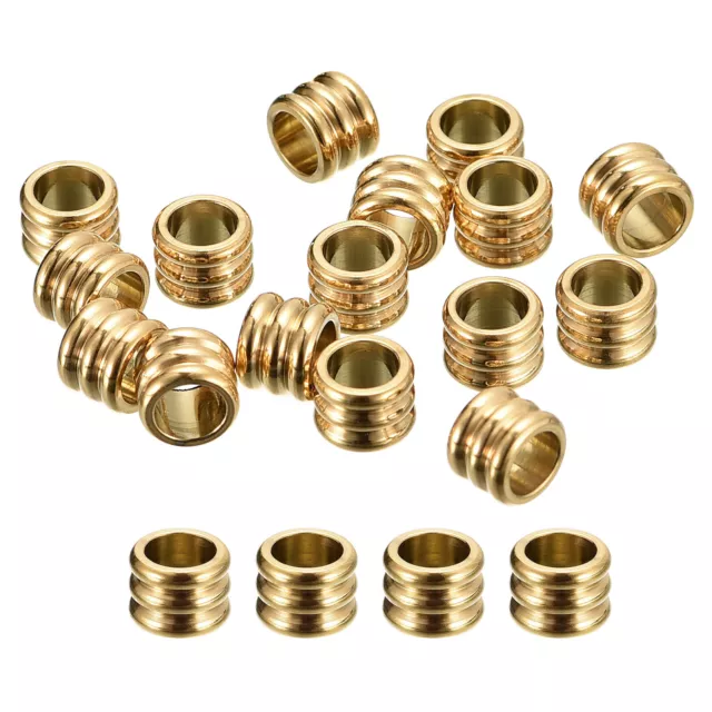 20Pcs Sleeve Column Beads, 4.5x6x4mm Crimp End Spacer for DIY, Gold Tone