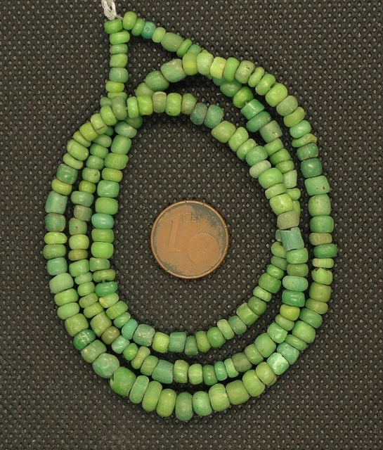 50cm Perle Verre Ancien Fouille Ancient Excavated Indo Pacific Green Glass Beads 2