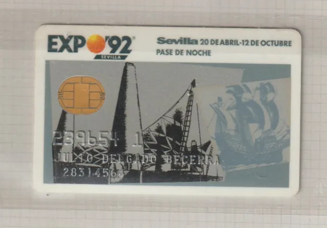 Expo 92 Sevilla Tarjeta Pase de  Noche año 1992 (GL-337A)