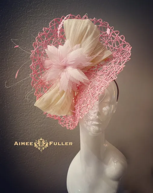 Pink Fascinator Bridal Hat Valentine Vanilla Cream Off White Kentucky Derby Oaks