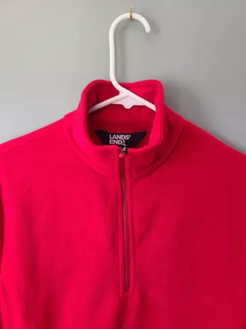 Lands End Women’s Red Fleece 1/4 Zip Sweater Pullover Anti STATIC Size M Tall