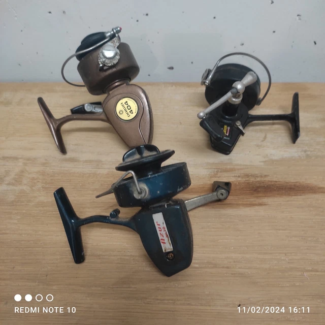 Lot De 3 Moulinets Anciens - 2 Viking 510 + 1 Daiwa 7270A - Pour Pièces Ou Réparation