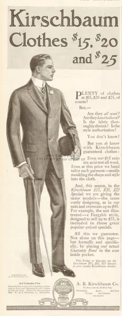 1912 A B Kirschbaum Clothes Hand Tailored Men's Suit Vintage Fashion Style Ad