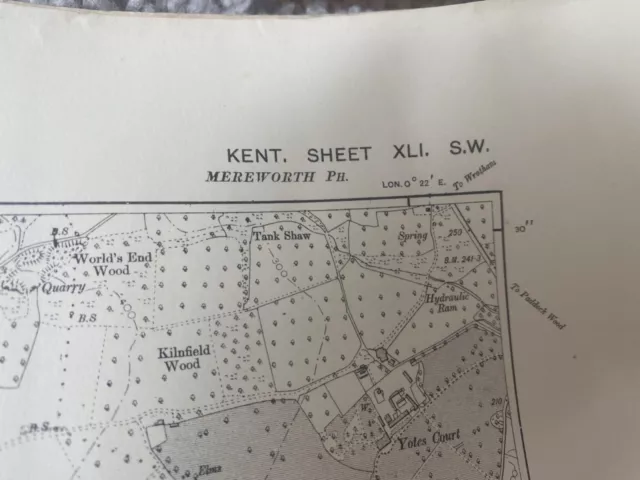 Ordnance Survey Map Plan Kent Sheet Xli Sw. Edition Of 1909