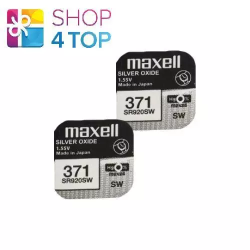 2 Maxell 371 370 Sr920Sw Batterien Silver 1.55V Watch Batterie Exp 2027 Neu