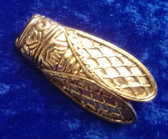 Broche Cigale En Bronze Par René Gouin - Créateur Français, Parfait état - Bijou Vintage
