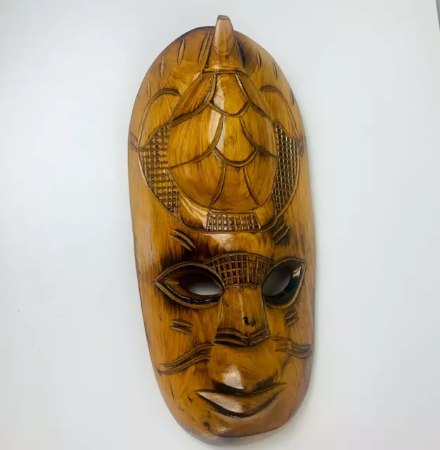 Wooden Hand Carved Tribal Face Mask Wall Hanging Art  36 cm x 17 cm