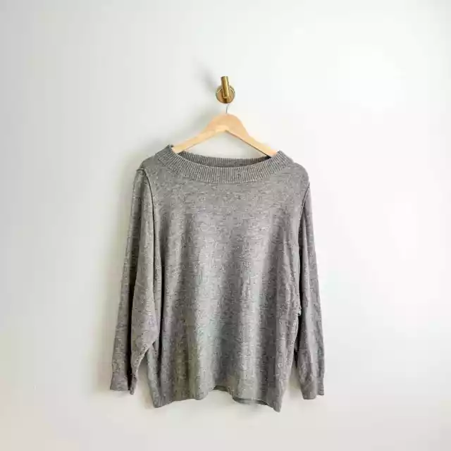 J. Crew Wool Blend Boat Neck Soft Knit Pullover Sweater Gray S