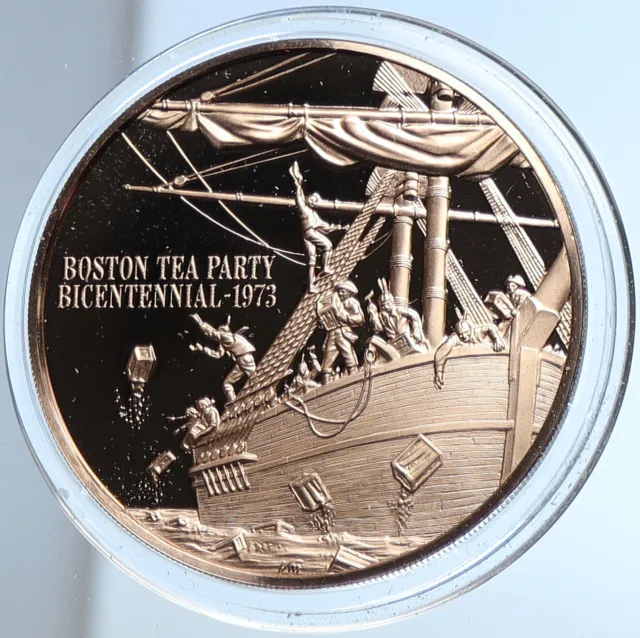 1973 USA United States BOSTON TEA PARTY BICENTENNIAL SCENE Proof Medal i109071