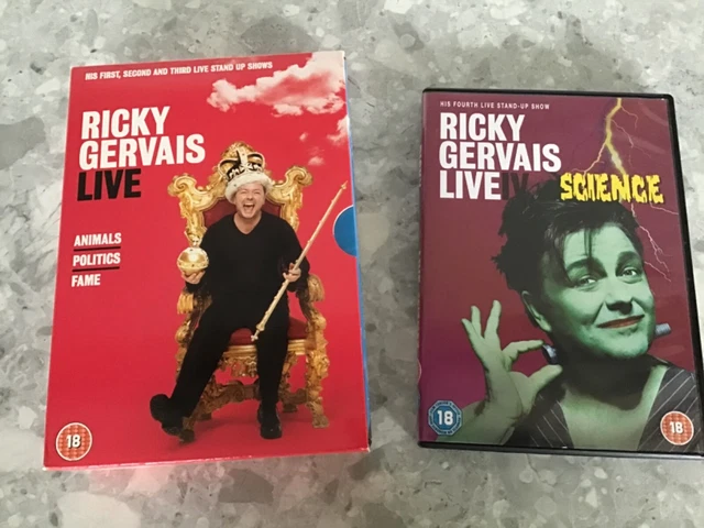 RICKY GERVAIS DVD Bundle Boxset Politics/Animals/Fame plus Science Live